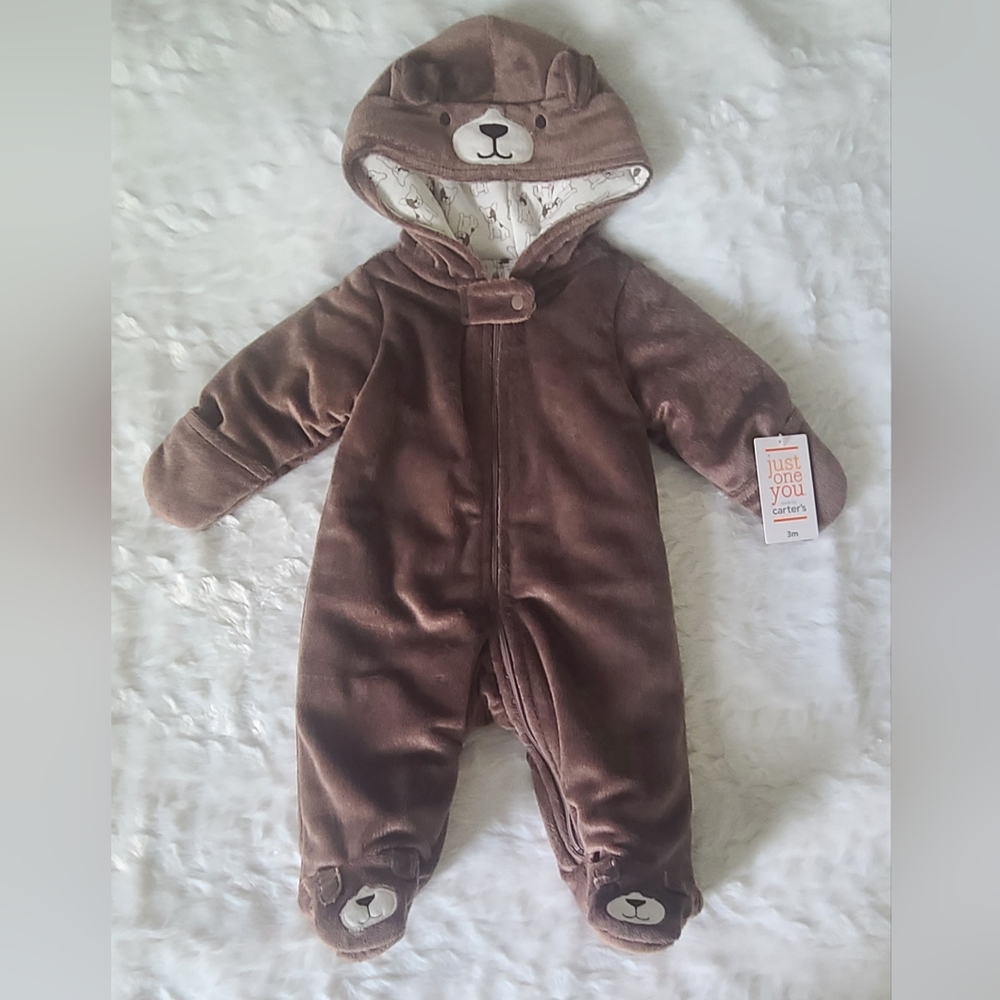 Just One You by Carter’s - Plush Brown Bear, Full Zip, Footed, 1 Pc Suit, 3M